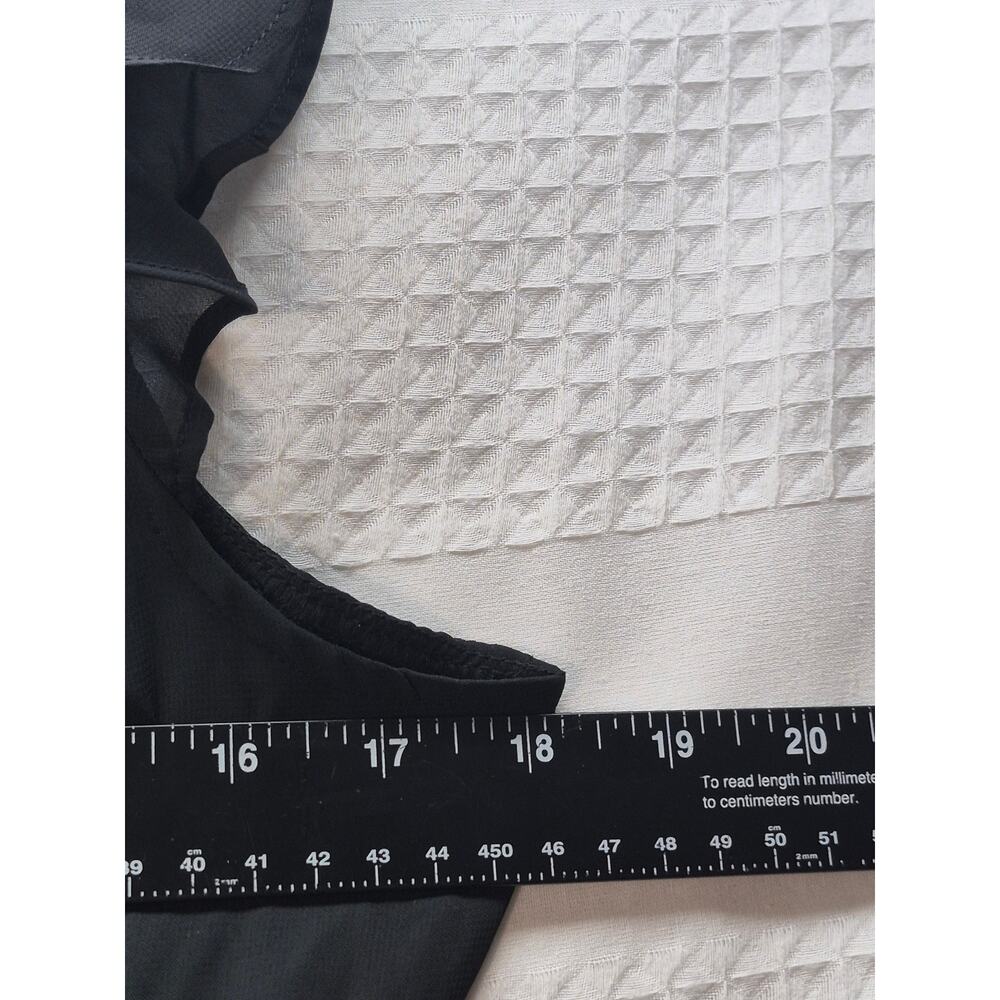 Nina Leonard Dress Women Size M Black Sleeveless Crew Neck Ruffle Lined Tie 7346 - Picture 5 of 7